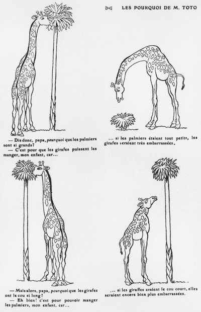 「Le Pourquoi de Monsieur Toto」、ダーウィンの風刺漫画の進化論、c.1900 作： Emmanuel Poire Caran D